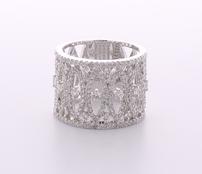 18K white gold wide band diamond ring w/round diamonds, 1.55 CTW 202//174