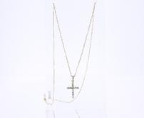 18K yellow gold diamond cross pendant w/15 round diamonds, 0.50 CTW 202//166