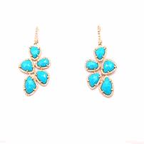 14K yellow gold earrings set w/4.87 CT turquoise & 0.56 CT  diamonds 202//202