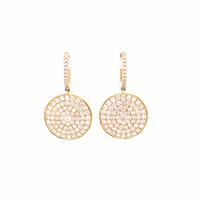 18K yellow gold diamond disc earrings set w/1.74 CT diamonds 202//202