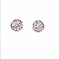 18K white gold disc studs w/multiple round cut diamonds, 0.41 CTW 202//202