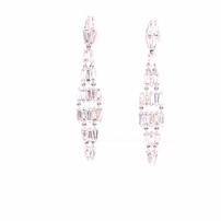 18K white gold chandelier earrings set w/48 baguette cut diamonds, 2.13 CTW 202//202