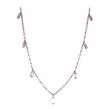 18K white gold necklace set w/7 dangling baguette-cut diamonds, 0.66 CTW 202//217