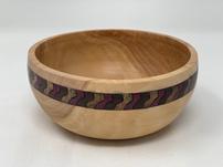 Wooden bowl with carved and colored trim band 202//151
