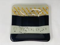 Black, white and gold square glass accent bowl 202//152