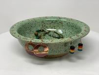 Green robin egg speckled jewelry bowl 202//152
