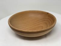 Shallow wooden bowl with double line accent 202//152