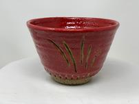 Rustic carved red ceramic bowl 202//152