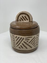 Primative design lidded jar 202//269