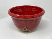 Red speckled ceramic bowl with wide rim 202//152