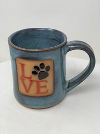 Blue ceramic mug with puppy love pattern 202//269