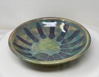 Sunset sky ceramic bowl with dusky purple drips 202//157