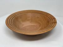 Honey color shallow wooden bowl with rings 202//152