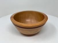 Wooden bowl with red and blue acccents 202//152