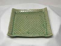 Light green square textured ceramic plate 202//152