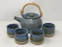 Blue ceramic teapot with 4 cups 202//152