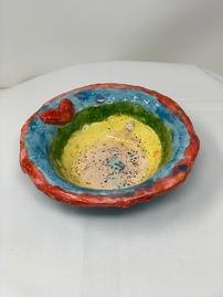 Hand molded mini soup bowls brightly colored 202//269