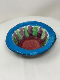 Hand molded mini soup bowls brightly colored 202//269