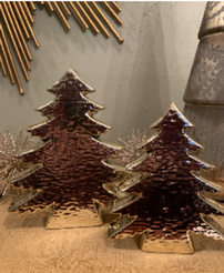 Gold Stoneware Christmas Trees 6" & 8" 202//246