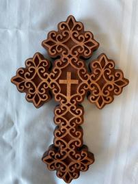 Scroll Saw Carved Wooden Cross 12" x 9" 202//269