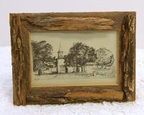 Print of College Mound Church in Rustic Wood Frame 202//162
