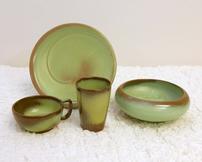 Green Frankoma Plates, cup, bowl, drinking glass 202//162
