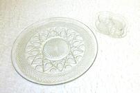 Vintage Pressed Glass Round Platter and relish tray 202//135