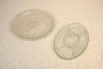 Vintage Pressed Glass Round Platter and large relish tray 202//135