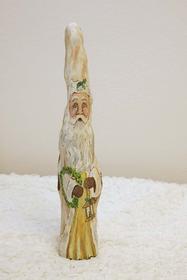 Small Santa in White Robe hand painted on cypress knee 187//280