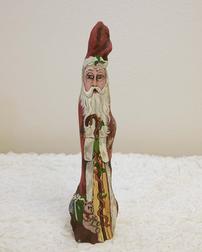 Small Santa in Red Robe hand painted on cypress knee 202//252