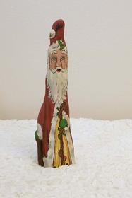 Small Santa in Red Robe hand painted on cypress knee 187//280