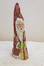 Large Santa in Red Robe hand painted on cypress knee 187//280