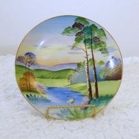Vintage Hand Painted Japanese Plate with Swan on Lake 202//202