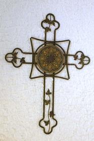 Decorative Metal Cross, 3 Leaf Design 187//280
