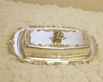 Vintage Silver on Copper Butter Dish and cover 202//162