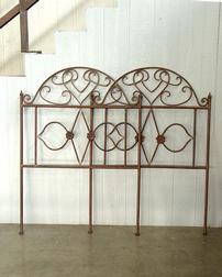 Pair of Twin bed headboards in rust-look finish 202//252