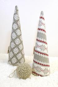 Gray and Red Cone-shaped Christmas Trees and Yarn Ornament 187//280