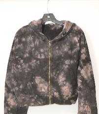 Black Tie Dyed "Fabulous & Broke" Zip-Up Sweatshirt 202//232