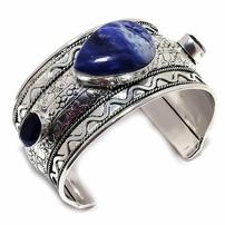 Silver Blue Sapphire and Sodalite Cuff 202//202