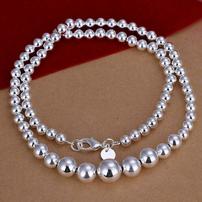 Sterling Silver Hollow Bead Necklace 202//202