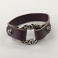 Leather Strap Bracelet with Antiqued Silver Embellishment 202//202