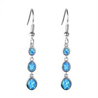 Sterling Silver Austrian Blue Opal Inlay Circle Earrings 202//202