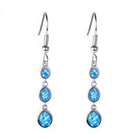 Sterling Silver Austrian Blue Opal Inlay Circle Earrings 202//202