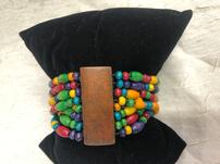 Handmade Colorful Wooden Bead Bracelet on Stretch Cord From Belize 202//151