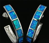 Sterling Silver Inlaid Blue Australian Opal Earrings 202//176