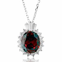 White Gold Layered 5 Ct Lab Created Ruby and Swarovski Crystal Necklace 202//202
