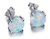 Sterling Silver Lab Created Opal Stud Earrings 202//159