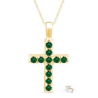1 CTTW Emerald Cross Necklace Gold and Sterling Silver Necklace 18" 202//202