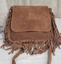 Faux Leather Fringed Purse 8" x 9.5" 202//212