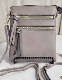  Stone Colored Multi Pocket Vegan Leather Crossbody 8" x 6.5" 202//258